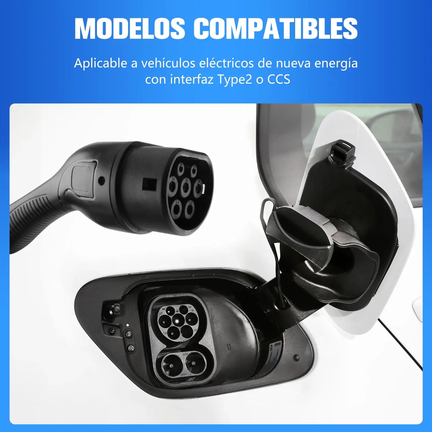 AWESAFE Caragador de Vehículos Eléctricos 16 A y 3,5 kW,Cargador para Vehículos Eléctricos Monofásico de 250V y 5m de Cable, con Enchufe Europeo de Doble Extremo Tipo 2 AWESAFE