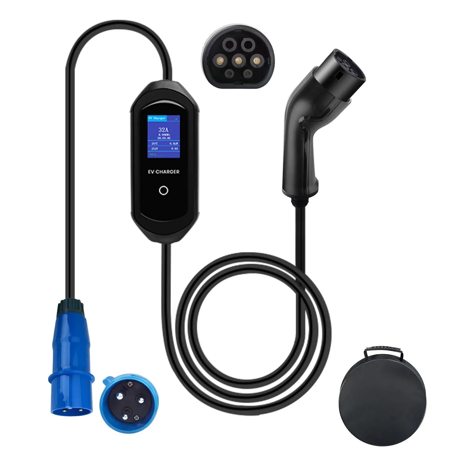 AWESAFE EV Charger Type 2 Electric Vehicle CEE cable 7KW 16/32A Multifunction with Display Portable EV Charge IEC 62196-2 AWESAFE SHOP