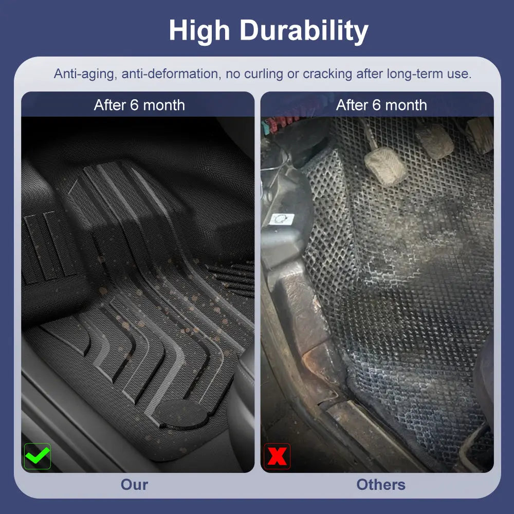 AWESAFE Floor Mats For Ford F150 2015-2025 Supercrew Cab w/Carpet & w/out Fold Flat Storage,All Weather Car Liners Mats,Front & 2nd Row, 3-pc Black AWESAFE