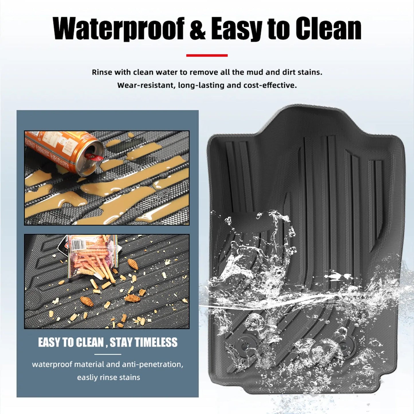 AWESAFE Floor Mats for Toyota Tacoma 2024 2025 Double Cab(Not Fit Hybrid),All Weather Floor Protection Liner Fit Car Mats Front&Rear 2 Row Mats,3-pc,Black AWESAFE