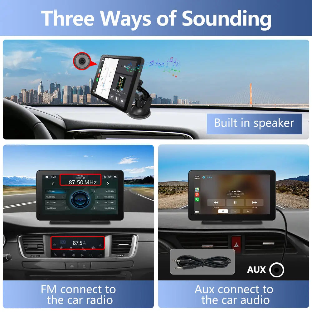 AWESAFE Portable Car Stereo Receiver Apple Carplay Android Auto 7 Inch Full HD Touch Screen AWESAFE