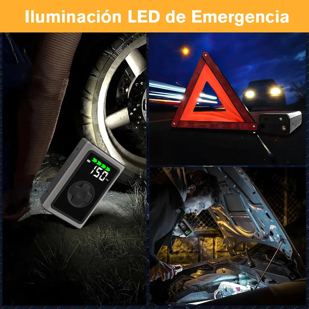 AWESAFE Portable Electric Air Compressor - Compresor de aire portátil (3-150 psi, 5 modos, batería de 6500mAh, carga USB-C, pantalla LED&Linterna LED), negro Inflador de Neumático AWESAFE