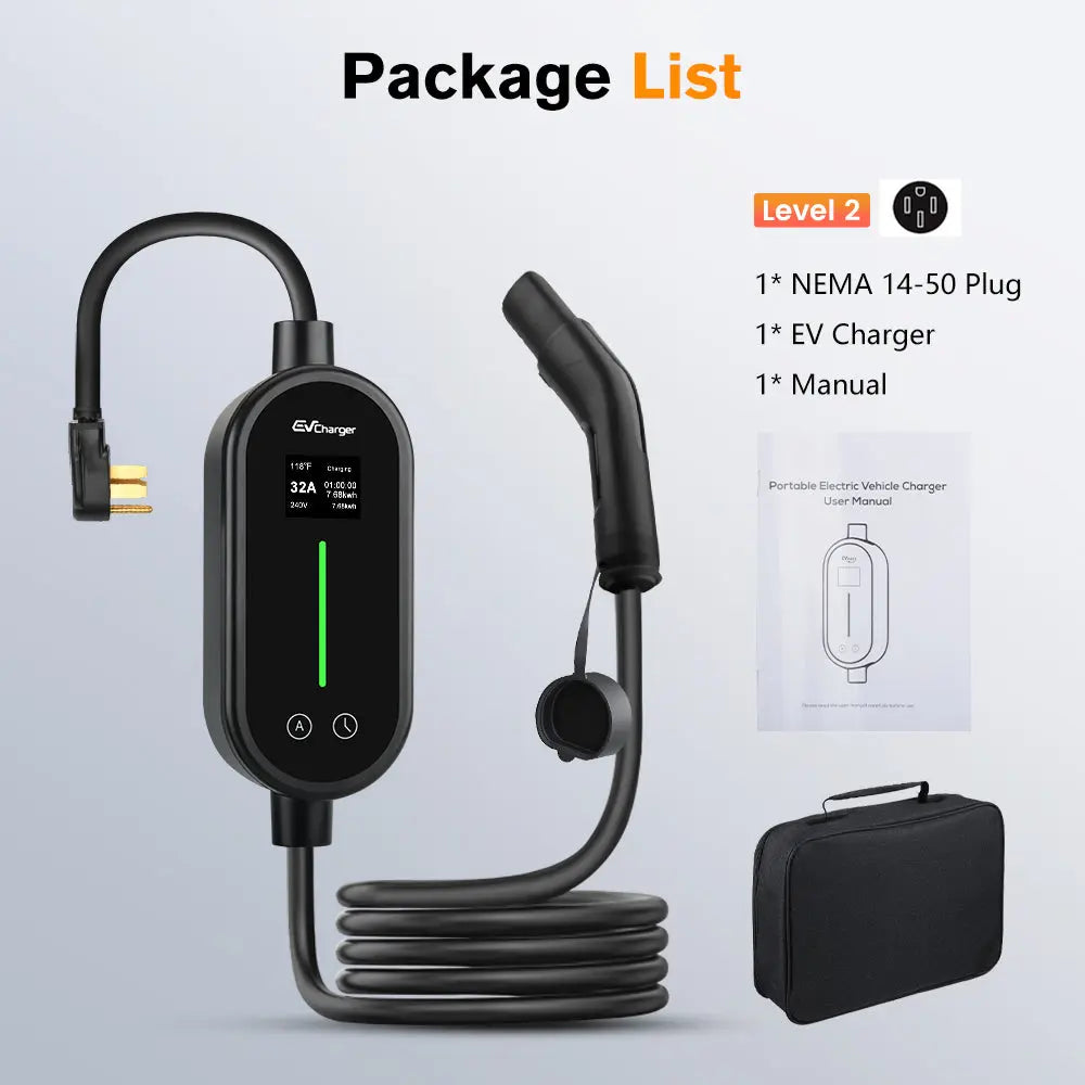 AWESAFE Portable Electric Car Charger Level 2 EV Charger 32A 240V for Tesla Model 3/Y/S/X and Cybertruck AWESAFE