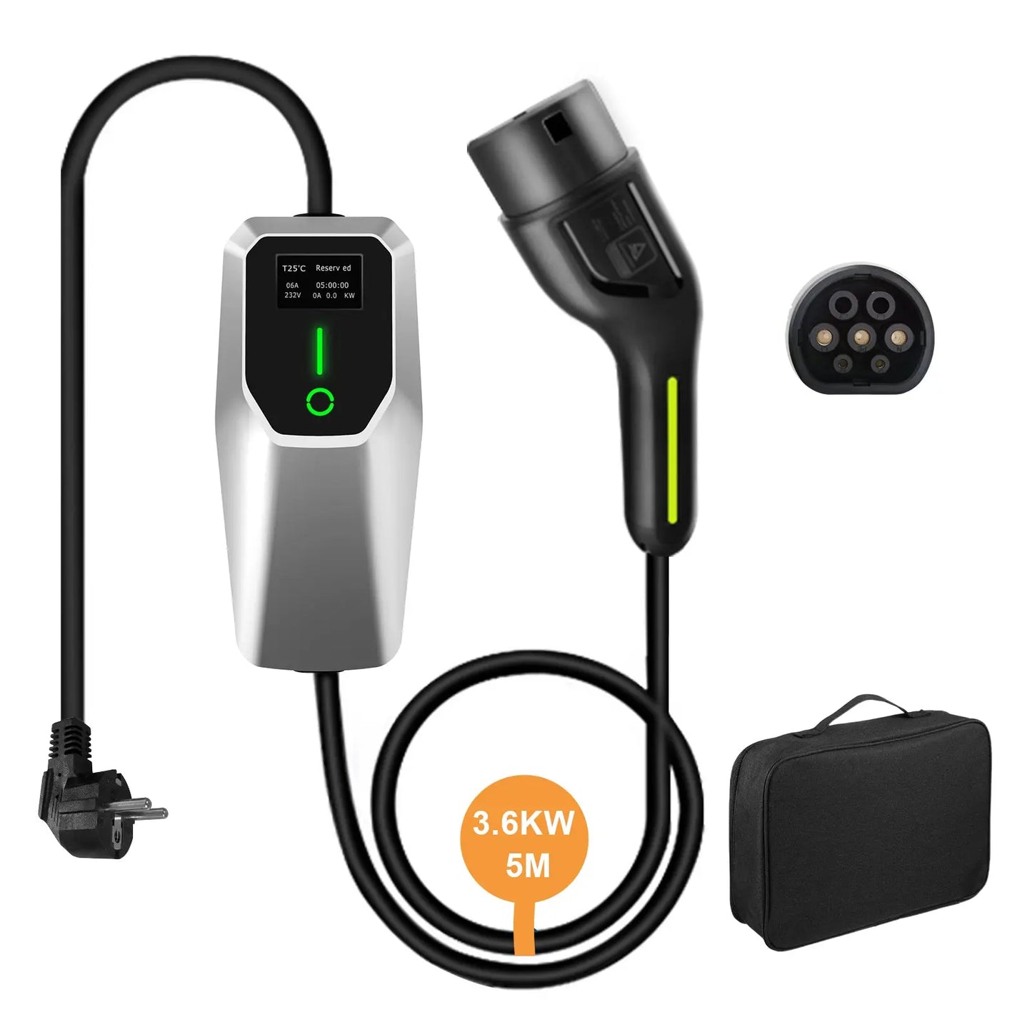 AWESAFE Tragbares EV-Ladeger per veicolo elettrico tipo 2 Wallbox mobile da 3,6KW per veicoli elettrici Grado di impermeabilità IP65/IP55 AWESAFE