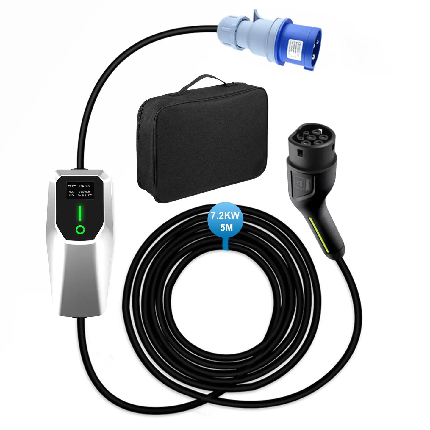 AWESAFE Tragbares EV-Ladeger per veicolo elettrico tipo 2 Wallbox mobile da 7,2 kW per veicoli elettrici Grado di impermeabilità IP65/IP55/IP54 AWESAFE