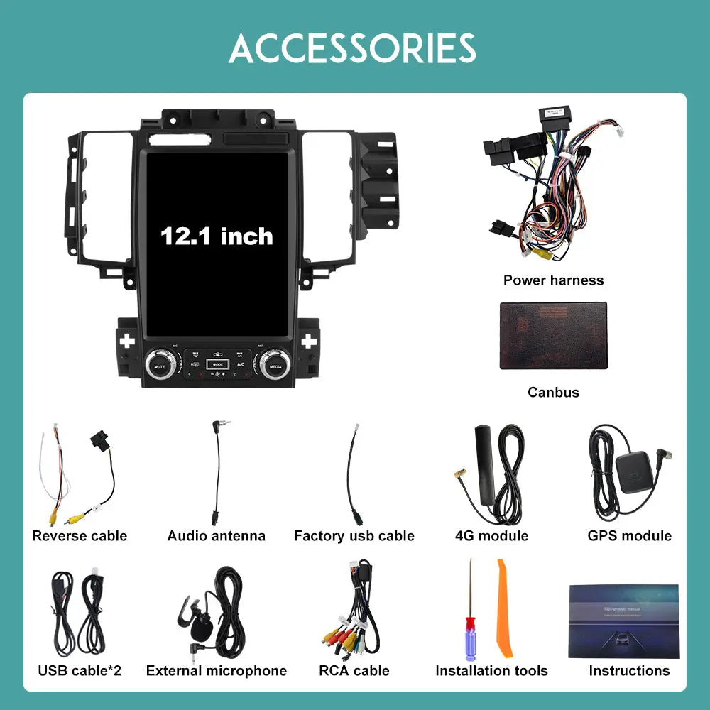 AWESAFE (4G+64G)Car Stereo For Ford Taurus 2009-2012, 12.1 inch Android 13 Touch Screen Radio with GPS FM Bluetooth 5.0 Wireless CarPlay & Android Auto AWESAFE