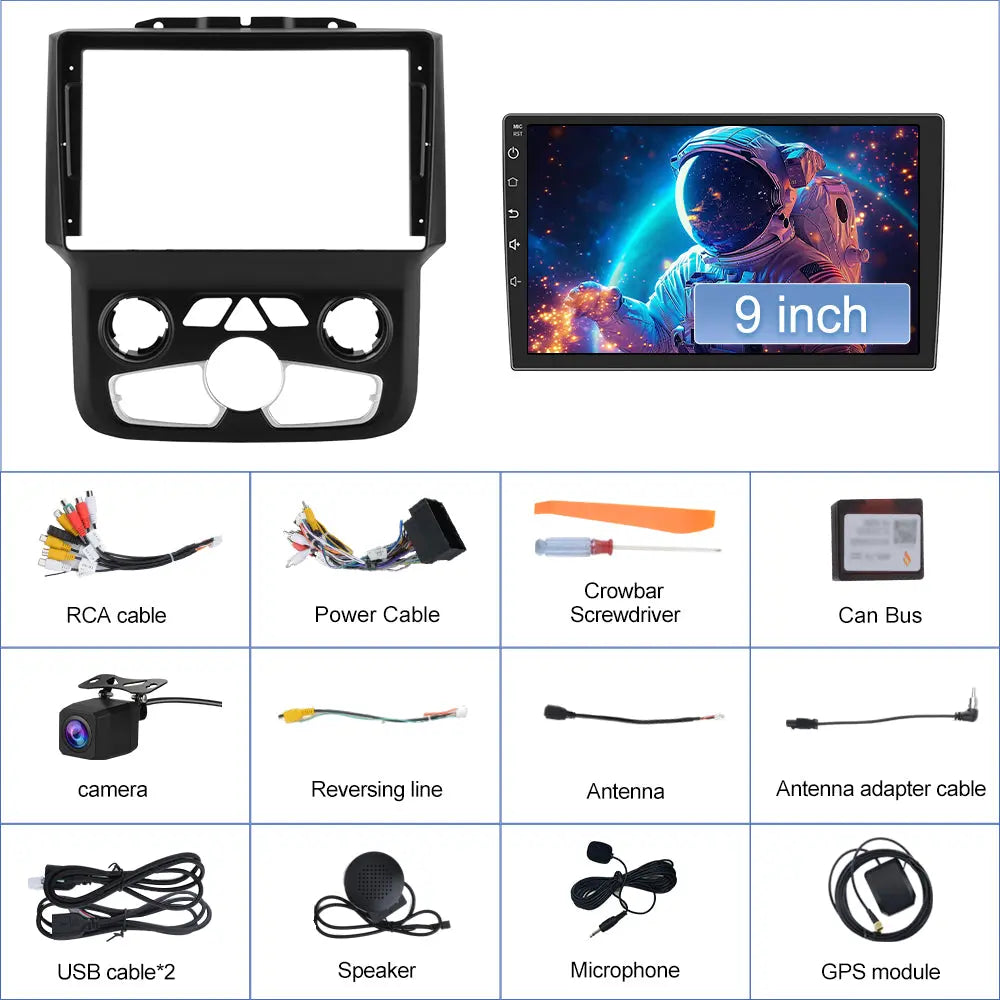 AWESAFE (4+64G) 8 Core Car Radio Stereo for Dodge Ram 2013-2019 1500 2500 3500 (Only fit Automatic AC)Built in Carplay/Android Auto 9 inch with DSP BT GPS FM WiFi AWESAFE SHOP