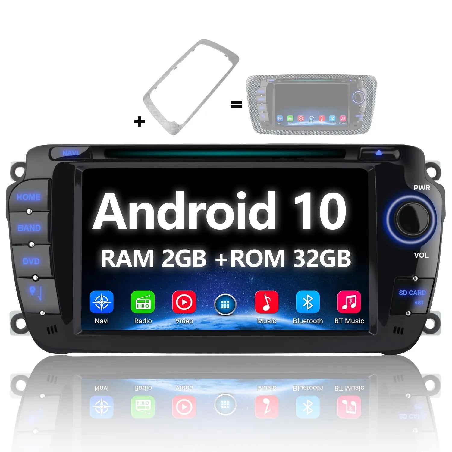 AWESAFE Android 10.0 [2GB+32GB] Radio Coche 1 DIN con Pantalla Extraible,  Autoradio 1 DIN Admite CarPlay/Android Auto/CD
