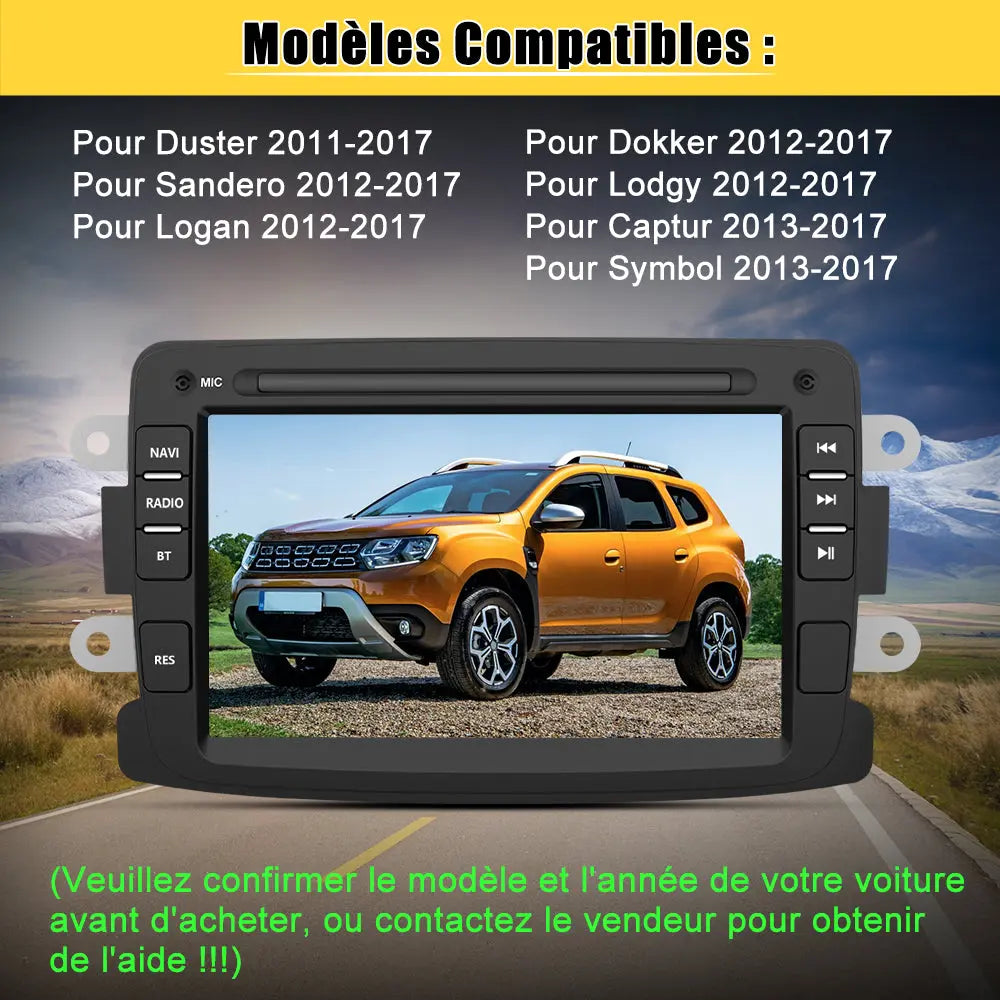 AWESAFE Autoradio Android 12 pour Renault Dacia Duster Sandero Captur Lodgy Symbol Logan Dokker【2Go+32Go】 avec Carplay Android Auto 7 Pouces Écran GPS/Bluetooth/Commande au Volant/Aide au Parking AWESAFE