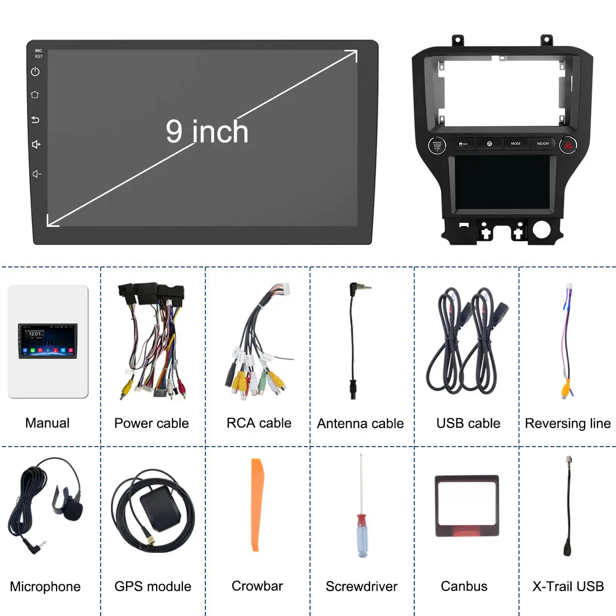 Andriod Car Radio Stereo for Ford Mustang 2014-2021 Built in Wireless Carplay Android Auto 2GB+64GB GPS Navigation & WiFi AWESAFE