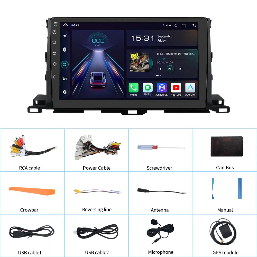 Andriod Car Radio Stereo for Toyota Highlander 2014-2019 Built in Wireless Carplay Android Auto 4GB+64GB GPS Navigation & WiFi 10 inch AWESAFE
