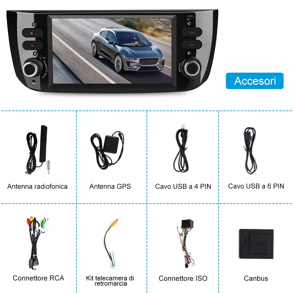AWESAFE Android 12 Autoradio per Fiat Punto Evo (2012-2017) Bluetooth Car Radio (2+32GB) CarPlay/Android Auto WIFI GPS FM RDS Comandi al volante AWESAFE