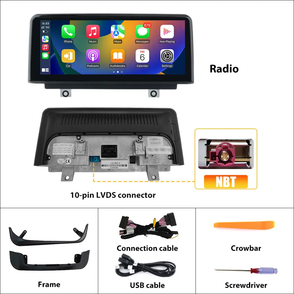 Android Car Radio for BMW NBT System Series 1 F20/F21,Series 2 F22,Series 3 F30/F31/F34/F35,Series 4 F32/F33/F36(2012-2016), 10.25'' Car Touchscreen Wireless CarPlay Android Auto AWESAFE