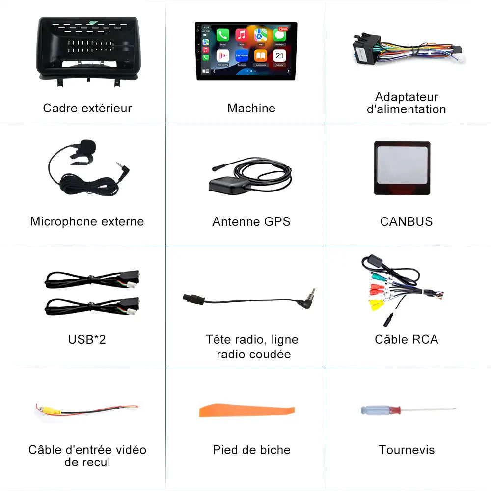 Autoradio Carplay Bluetooth pour Renault Clio Ⅲ 2005-2014 Écran Tactile HD de 9 Pouces Support Carplay et Android Auto mirrorlink WiFi DSP AM FM RDS GPS AWESAFE