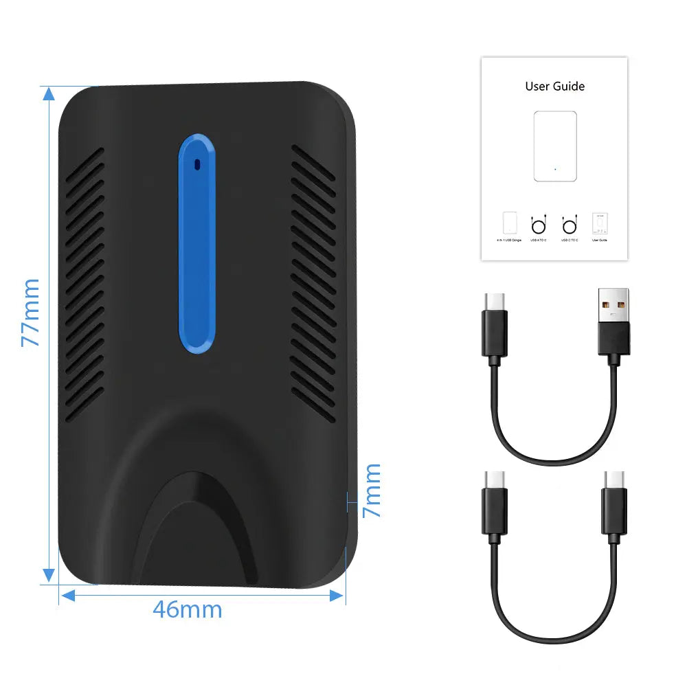 AWESAFE 4-in-1 Car Wireless Adapter for Factory Wired CarPlay/Android auto AirPlay/Mirror Link 2024 Upgrade Wireless Features Adapter Plug & Play with USB-A/C to C Cables AWESAFE