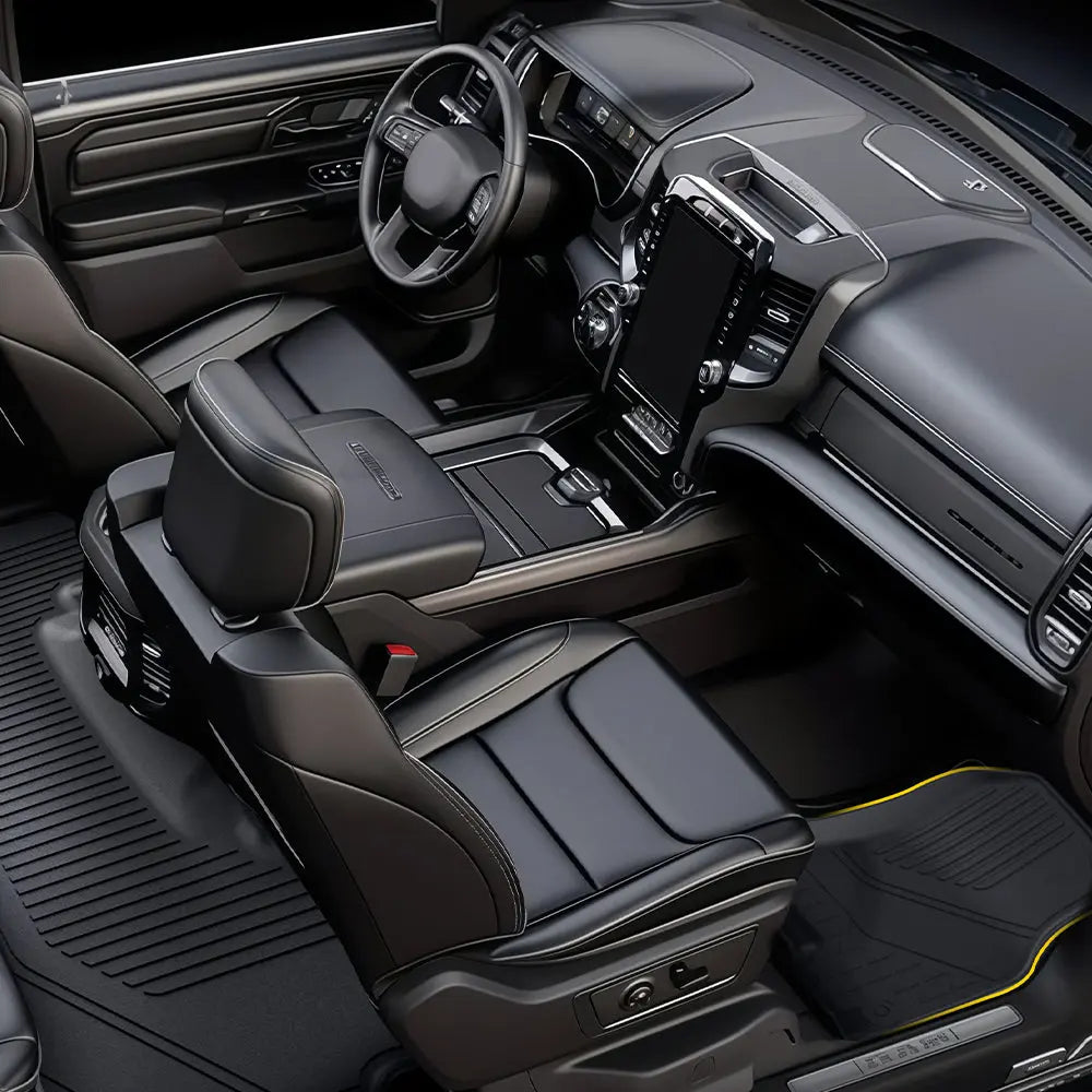 Weatherbeater Floor Mats | Fits 2019-2024 Chevrolet Silverado & 2019-2025 GMC Sierra 1500 Crew Cab & 2020-2025 GMC Sierra 2500HD 3500HD Crew Cab,All Weather Custom Fit Heavy Duty Floor Liners AWESAFE