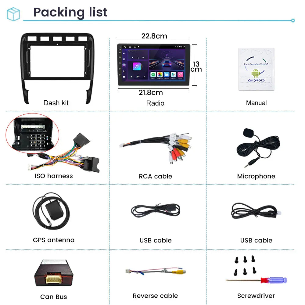 AWESAFE Car Radio for Porsche Cayenne 2002-2010 Android Car Stereo with Built-in Wireless Apple CarPlay & Android Auto AWESAFE