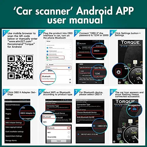 Bluetooth 4.0 OBD II Scanner for iOS & Android, Car Check Engine Light Diagnostic Code Reader Scan Tool for Universal OBD2 Vehicles Visit the AWESAFE Store