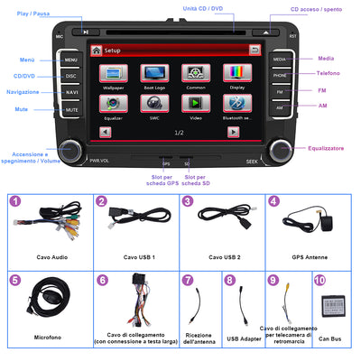 AWESAFE Autoradio Android per VW Golf 5 / Golf 6 / Golf Plus Sistema di aggiornamento radio touch screen con Wireless Carplay Android Auto, supporto Bluetooth WiFi Navigazione GPS AWESAFE