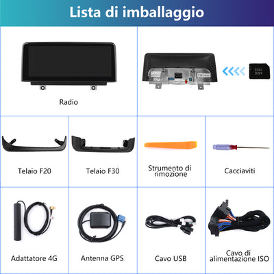 AWESAFE Autoradio Android per BMW Serie 1/2/3/4 F20 F21F22 F30 F31 F32 F33 F34 F36 (2013-2017) Sistema NBT Touch Screen Aggiornamento radio con Wireless Carplay Android Auto, Supporto Bluetooth WiFi Navigazione GPS AWESAFE