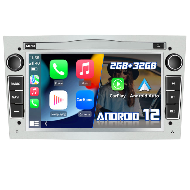 AWESAFE Android 12.0 2GB+32GB Pantalla de Coche para Opel con Carplay/Android Auto, Pantalla Táctil 7 Pulgadas con WiFi/GPS/Bluetooth/DSP/RDS/USB/FM/24 Temas, Apoyo Mandos Volante,MirrorLink(Plata) AWESAFE