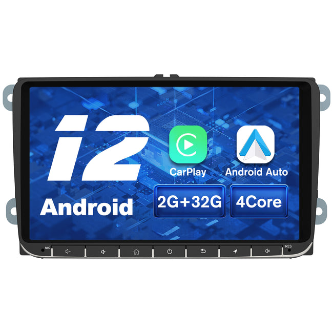 AWESAFE Android 12.0 2GB+32GB Radio Coche con Pantalla Táctil para VW, Autoradio 9'' con CarPlay/Android Auto/Mirror Link, Admite WiFi/GPS/Bluetooth/RDS/USB/FM/Mandos del Volante y Cámara Trasera AWESAFE
