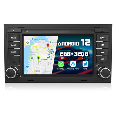 AWESAFE [Android 12.0 2GB+32GB] Radio de Coche para Audi A4/S4/RS4 con Carplay/Android Auto, 7 Pulgadas Pantalla Táctil con WiFi/GPS/Bluetooth/DSP/RDS/USB/FM AM/28 Temas, Apoyo Mandos Volante AWESAFE