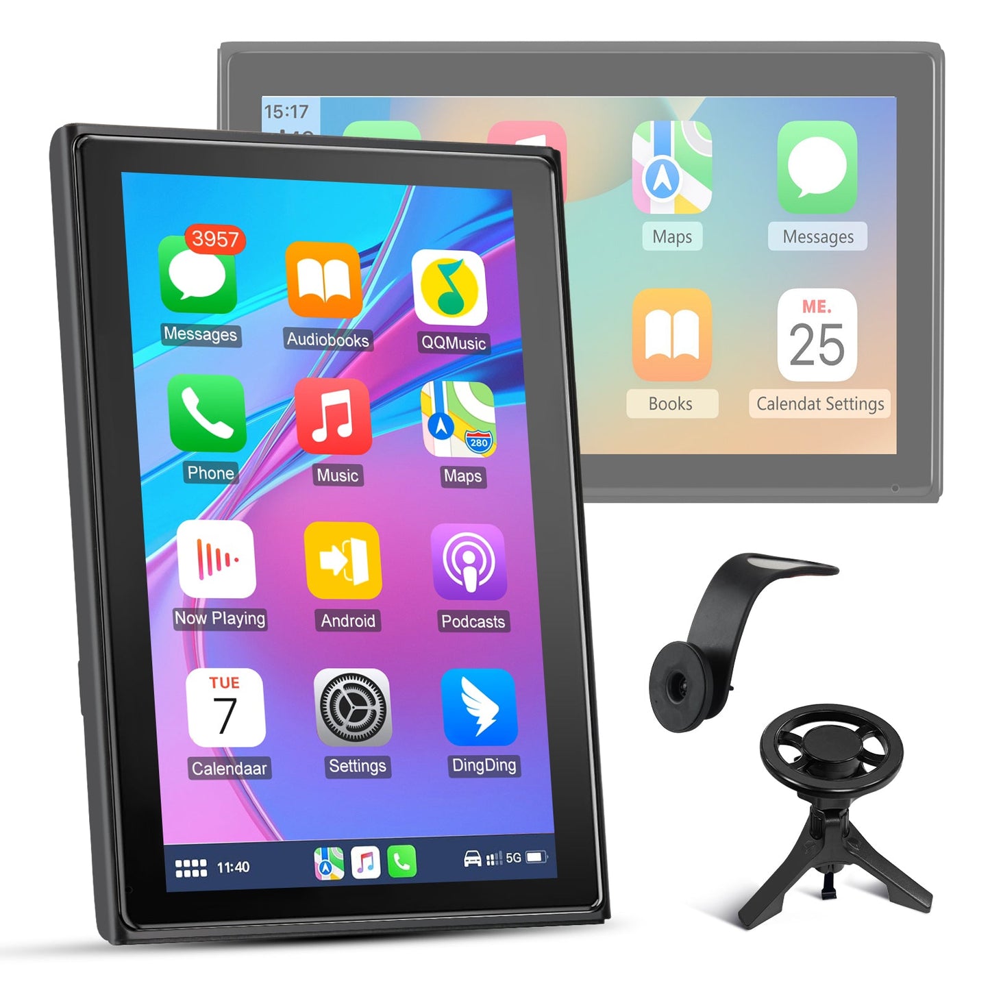 AWESAFE Écran Portable 9'' pour A-pple CarPlay & Android Auto, Affichage HD Dividida Pantalla , Support Mises à jour OTA, Modes Portrait et Paysage, Caméra de Recul, Bluetooth, Contrôle Vocal, Navigat AWESAFE