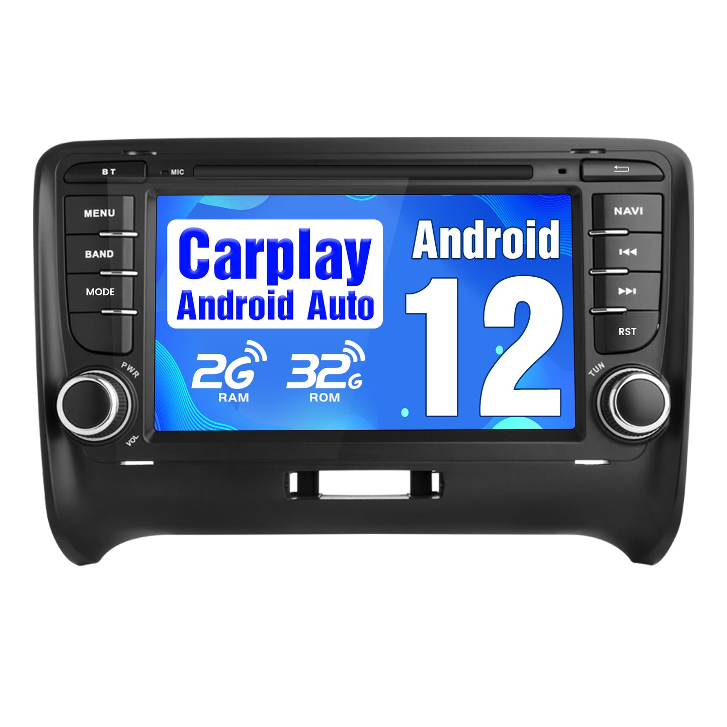 AWESAFE Autoradio Android 12 pour Audi TT MK2 8J(2006-2012)[2Go+32Go] avec 7 Pouces Carplay San Fil/Android Auto GPS WiFi Bluetooth USB FM RDS/Commandes au Volant/Aide au Stationnement AWESAFE