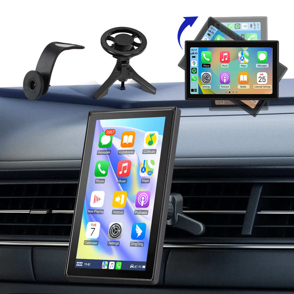 AWESAFE 9" Portatile Coche Wireless per CarPlay & Android Auto con HD Multischermo, Aggiornamenti OTA, Orientamento Verticale/Orizzontale, Telecamera Retro Inclusa, Bluetooth, Controllo Vocale, GPS AWESAFE SHOP