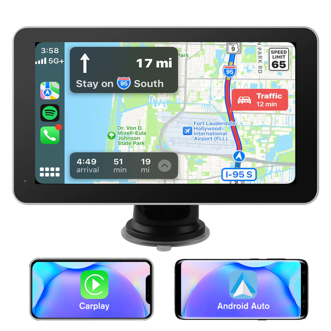 Portatile da 7 pollici Autordiocon Apple CarPlay & Android AutoAdatto per 12-24V auto, camion, roulotte, furgoni, camper, rimorchi ecc. AWESAFE