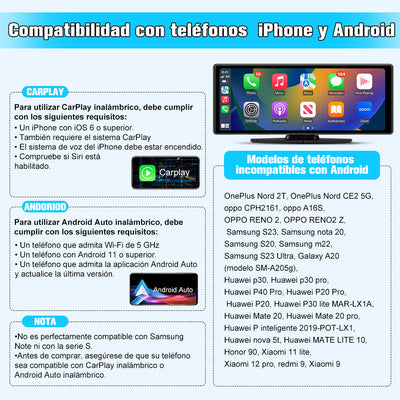 AWESAFE Autoradio avec CarPlay Sans Fil & Android Auto - Écran Tactile 10,26 Pouces - Caméra 4K Avant + 1080P Arrière - Bluetooth/GPS/Mirror Link/Assistant Vocal/AUX/FM AWESAFE