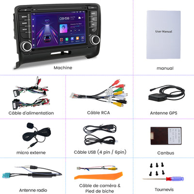 AWESAFE Autoradio Android 12 pour Audi TT MK2 8J(2006-2012)[2Go+32Go] avec 7 Pouces Carplay San Fil/Android Auto GPS WiFi Bluetooth USB FM RDS/Commandes au Volant/Aide au Stationnement AWESAFE