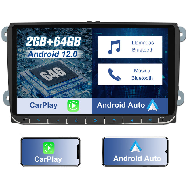 AWESAFE Android Car Stereo Para VW Sistema Actualización de Radio de Pantalla Táctil con Carplay Inalámbrico Android Auto, Soporte Bluetooth WiFi Navegación GPS AWESAFE