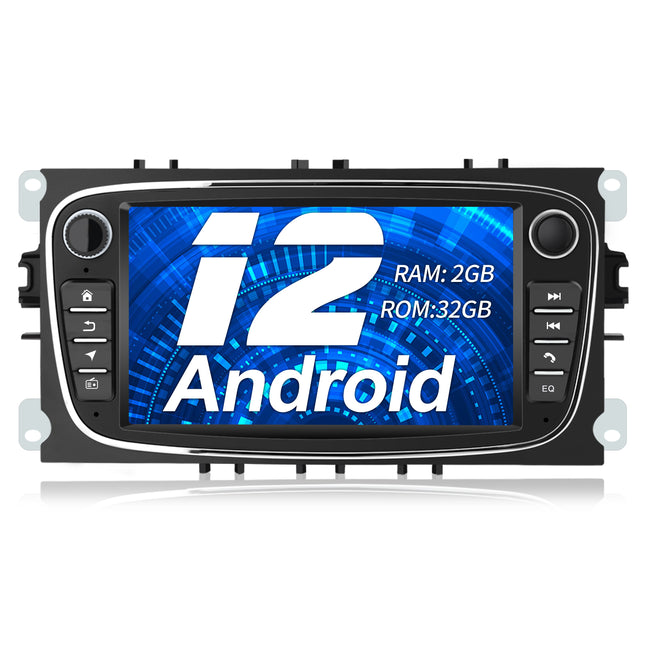 AWESAFE Android 12.0 [2GB+32GB] Radio Coche con Pantalla Táctil 7”para Ford Mondeo Focus S-Max Galaxy, Autoradio con Carplay/Android Auto/Bluetooth/GPS/FM (Negra) AWESAFE