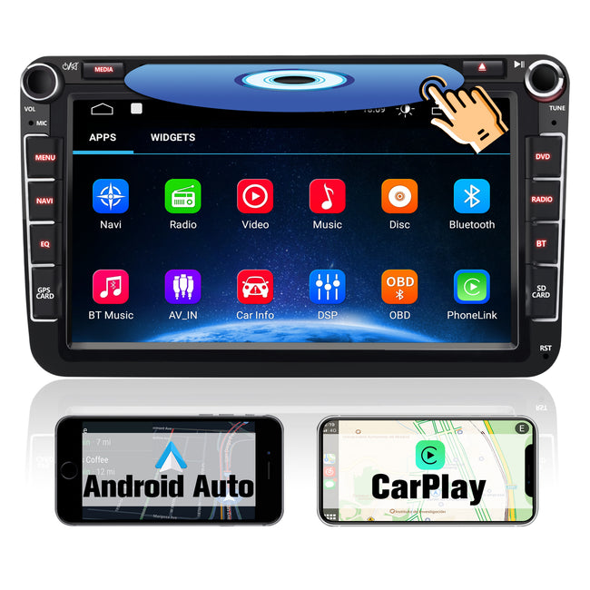 AWESAFE Android Car Stereo Para VW Sistema Actualización de Radio de Pantalla Táctil con Carplay Inalámbrico Android Auto, Soporte Bluetooth WiFi Navegación GPS AWESAFE
