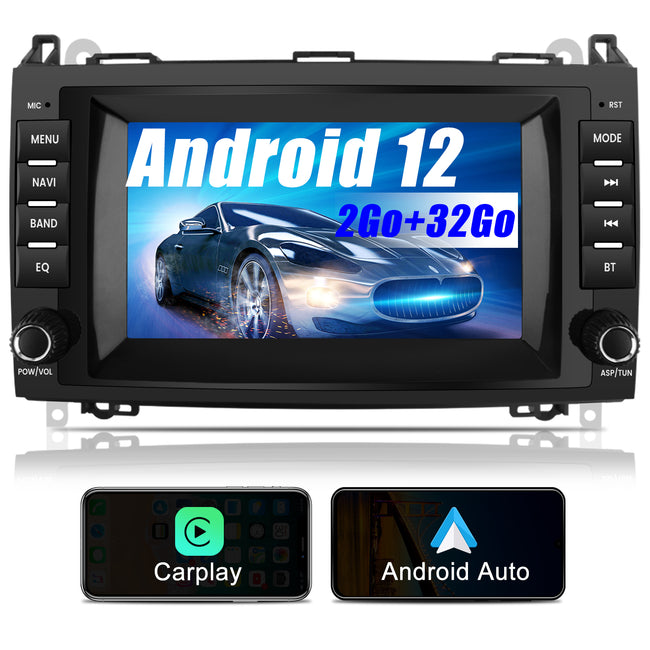 AWESAFE Autoradio Android 12 pour Mercedes Benz B Class B200 Vito Viano W245 W169 W639 W245 W906 Sprinter[2Go+32Go] avec 7 Pouces Écran Tacile Carplay Android Auto GPS Bluetooth SWC FM RDS AWESAFE SHOP