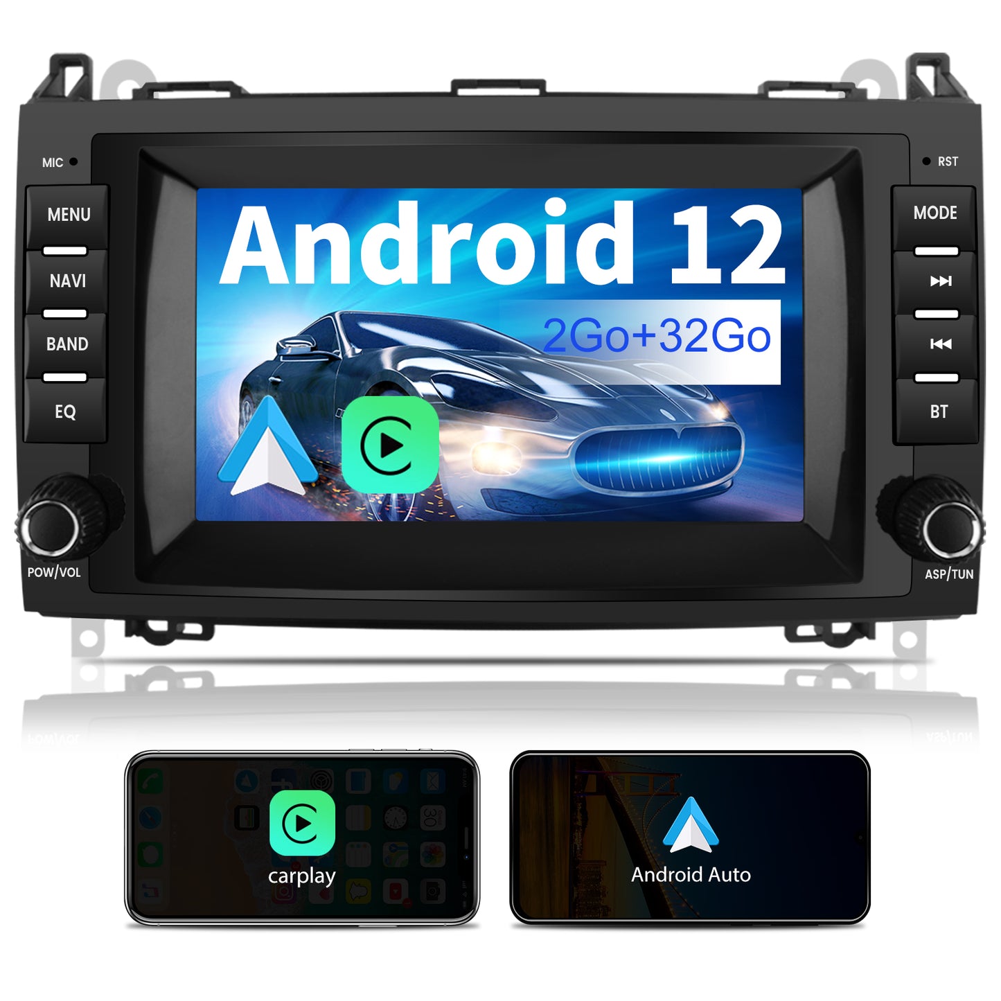 AWESAFE Autoradio Carplay Android Auto Android 12 per Mercedes Benz Vito Viano/Sprinter W639 W245/Classe B/Classe A W169, Touchscreen da 7 pollici (2+32GB) con Navigazione GPS Bluetooth WiFi FM RDS AWESAFE