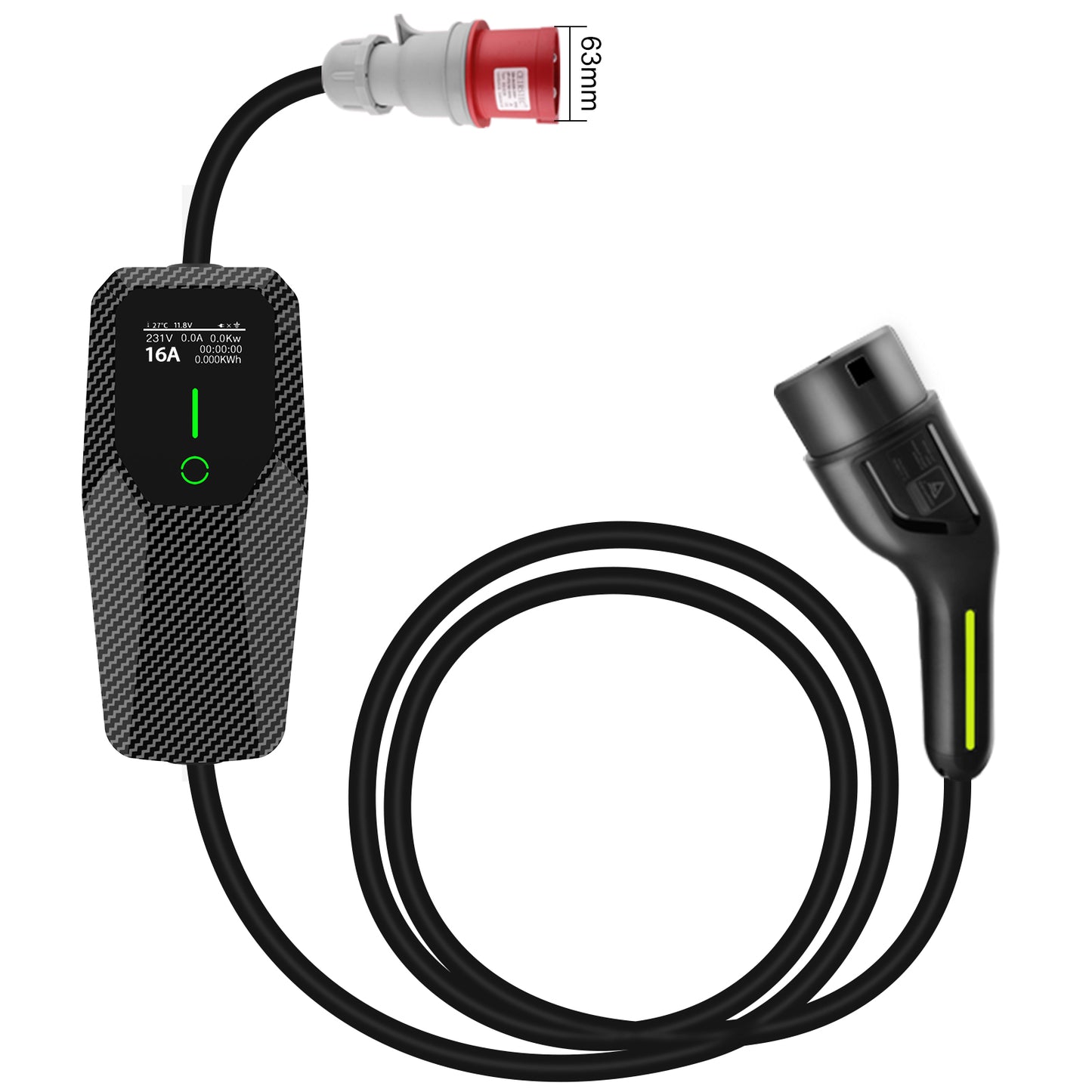 AWESAFE Tragbares EV-Ladegerät (231V,16A) for véhicule électrique de type 2Wallbox mobile de 22 KW pour véhicules électriques Degré AWESAFE