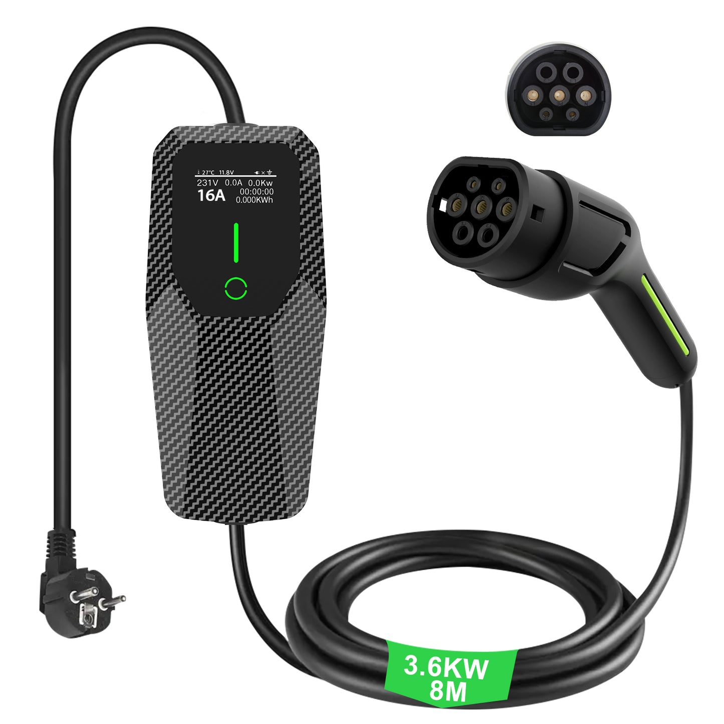 Chargeur EV portable AWESAFE (231 V, 16 A) avec câble de charge de 8 pieds pour véhicule électrique de type 2 AWESAFE