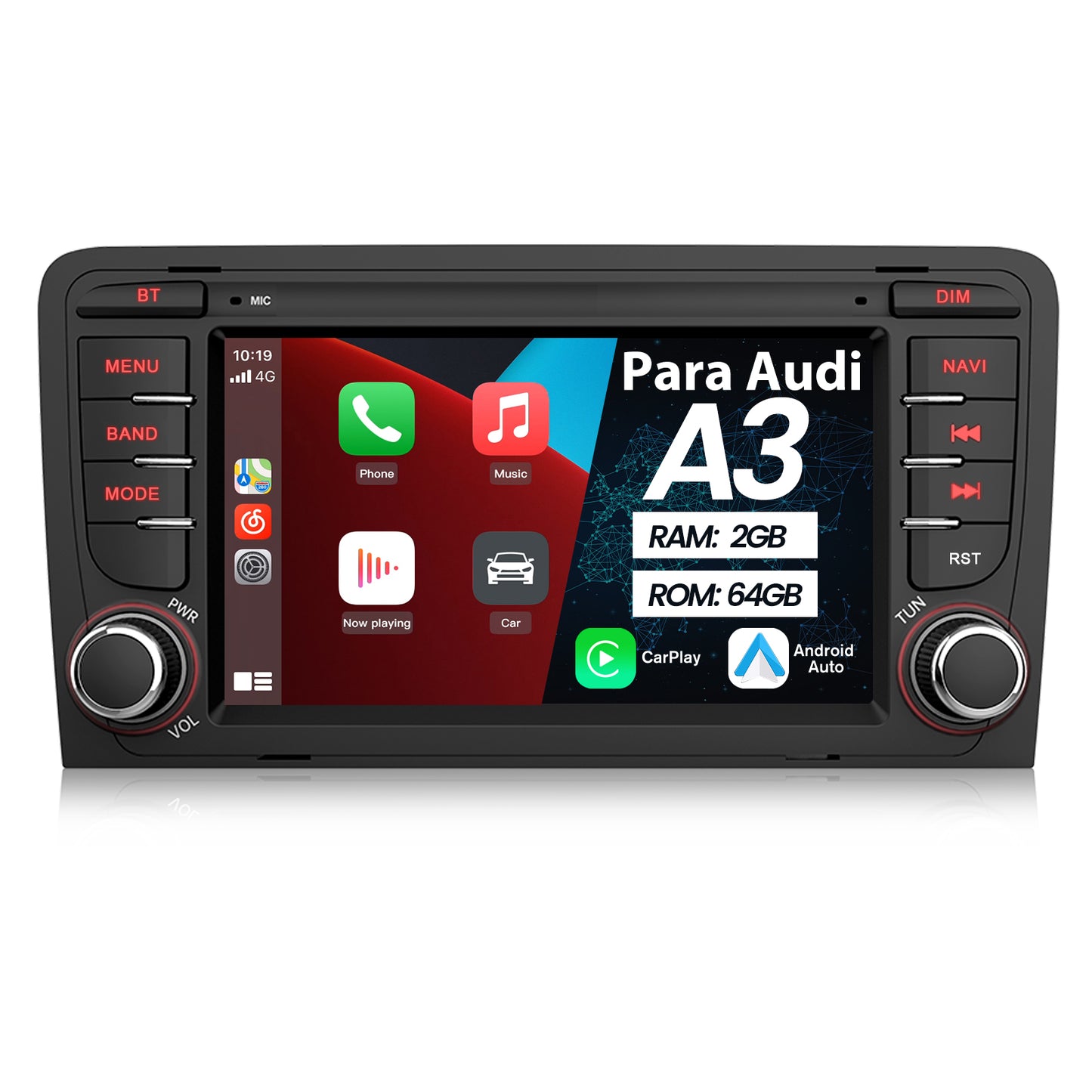 AWESAFE Android Car Stereo Para Audi A3/S3/RS3 2006-2012 Sistema Actualización de Radio de Pantalla Táctil con Carplay Inalámbrico Android Auto, Soporte Bluetooth WiFi Navegación GPS AWESAFE