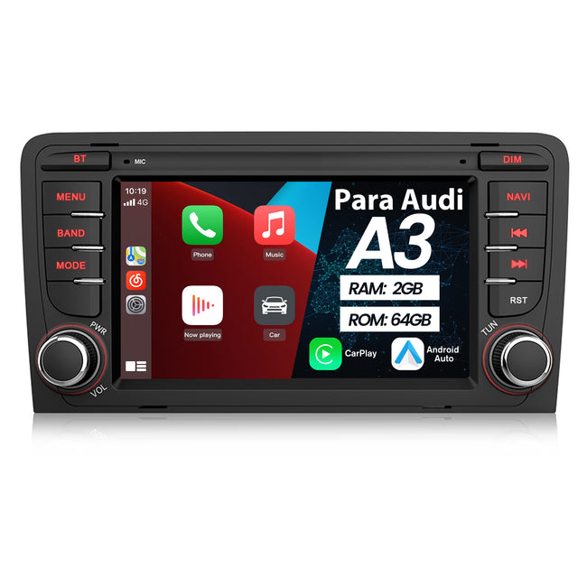 AWESAFE Android Car Stereo Para Audi A3/S3/RS3 2006-2012 Sistema Actualización de Radio de Pantalla Táctil con Carplay Inalámbrico Android Auto, Soporte Bluetooth WiFi Navegación GPS AWESAFE