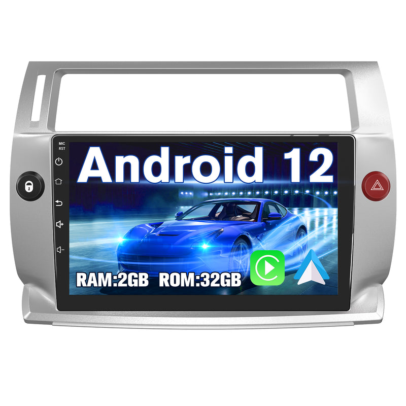 AWESAFE Android Car Stereo Para Citroen c4 2004-2009 Actualización de Radio con Pantalla táctil con Carplay inalámbrico Android Auto, Soporte Bluetooth WiFi navegación GPS AWESAFE