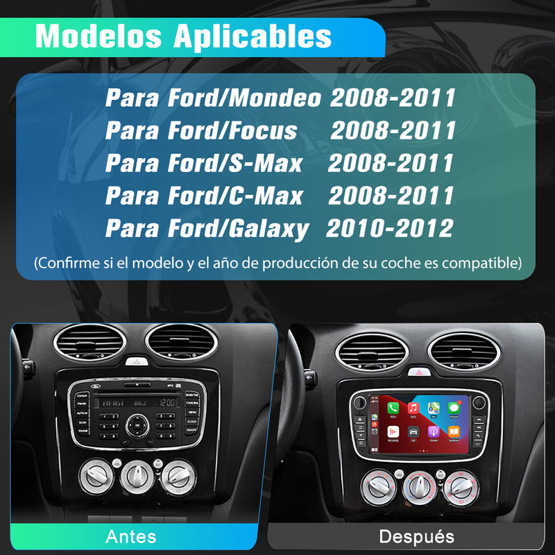 AWESAFE Android 12.0 [2GB+32GB] Radio Coche con Pantalla Táctil 7”para Ford Mondeo Focus S-Max Galaxy, Autoradio con Carplay/Android Auto/Bluetooth/GPS/FM (Negra) AWESAFE
