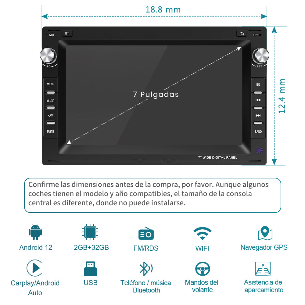 AWESAFE Android 12.0 [2GB+32GB] Car Radio with 7 Inch Touch Screen for VW Passat B5 Golf Polo MK4 T5 Ibiza 6L, Etc, Autoradio for Volkswagen with Bluetooth/WiFi/GPS/Carplay and Android Auto AWESAFE