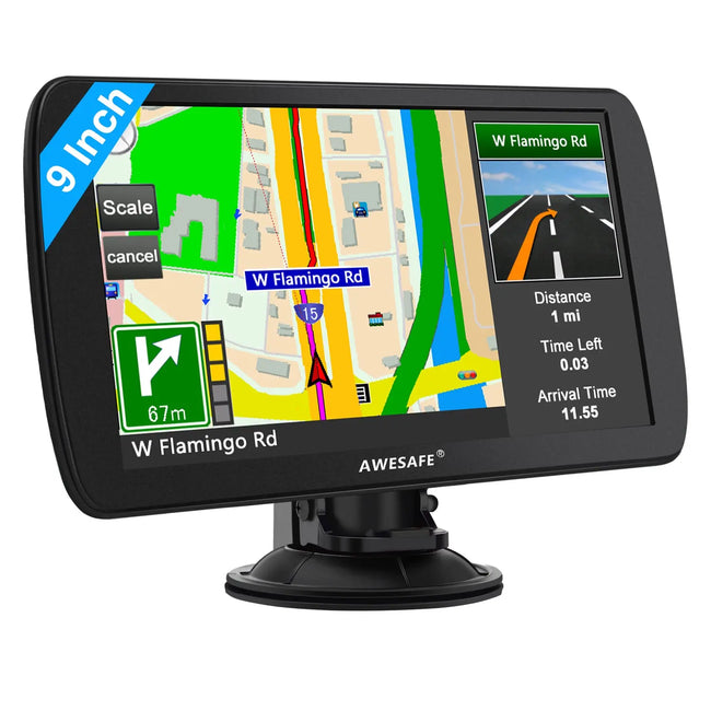 AWESAFE GPS Navigation for Cars Trucks 9 Inch Big LCD Touch Screen GPS Car Navigation System Truck Dedicated Free 2023 Australia Maps Update Car Sat Nav for 12/24V Cars AWESAFE