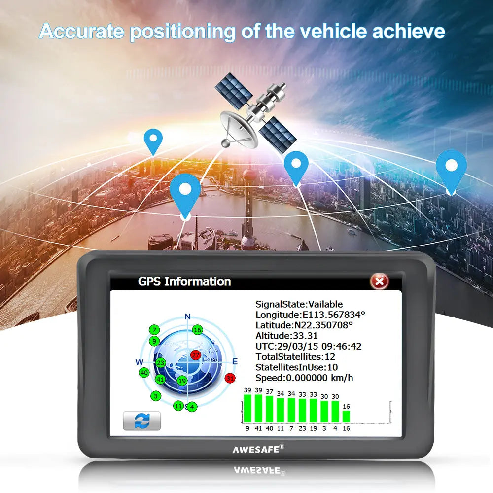 AWESAFE GPS Navigation for car 7 Inch LCD Touch Screen GPS Car Navigation System Free 2023 Australia Maps Update Includes Postcodes Speed Camera Alerts POI Car Sat Nav Suitable for 12/24V Cars AWESAFE SHOP