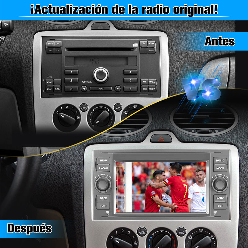 AWESAFE Android 12 [2GB+32GB] Radio Coche con Pantalla Táctil 7 Pulgadas para Ford Focus Mondeo Fiesta, Autoradio con Carplay/Android Auto/Bluetooth/GPS/FM, Apoya Mandos Volante (Plata) AWESAFE