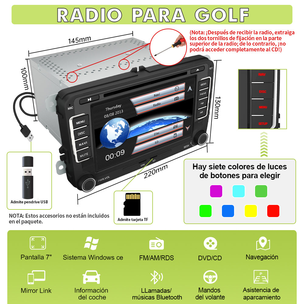 AWESAFE Android Car Stereo Para VW Sistema Actualización de Radio de Pantalla Táctil con Carplay Inalámbrico Android Auto, Soporte Bluetooth WiFi Navegación GPS AWESAFE