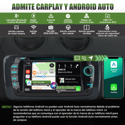 AWESAFE Android Car Stereo Para Seat ibiza 2009-2013 Sistema Actualización de Radio de Pantalla Táctil con Carplay Inalámbrico Android Auto, Soporte Bluetooth WiFi Navegación GPS AWESAFE